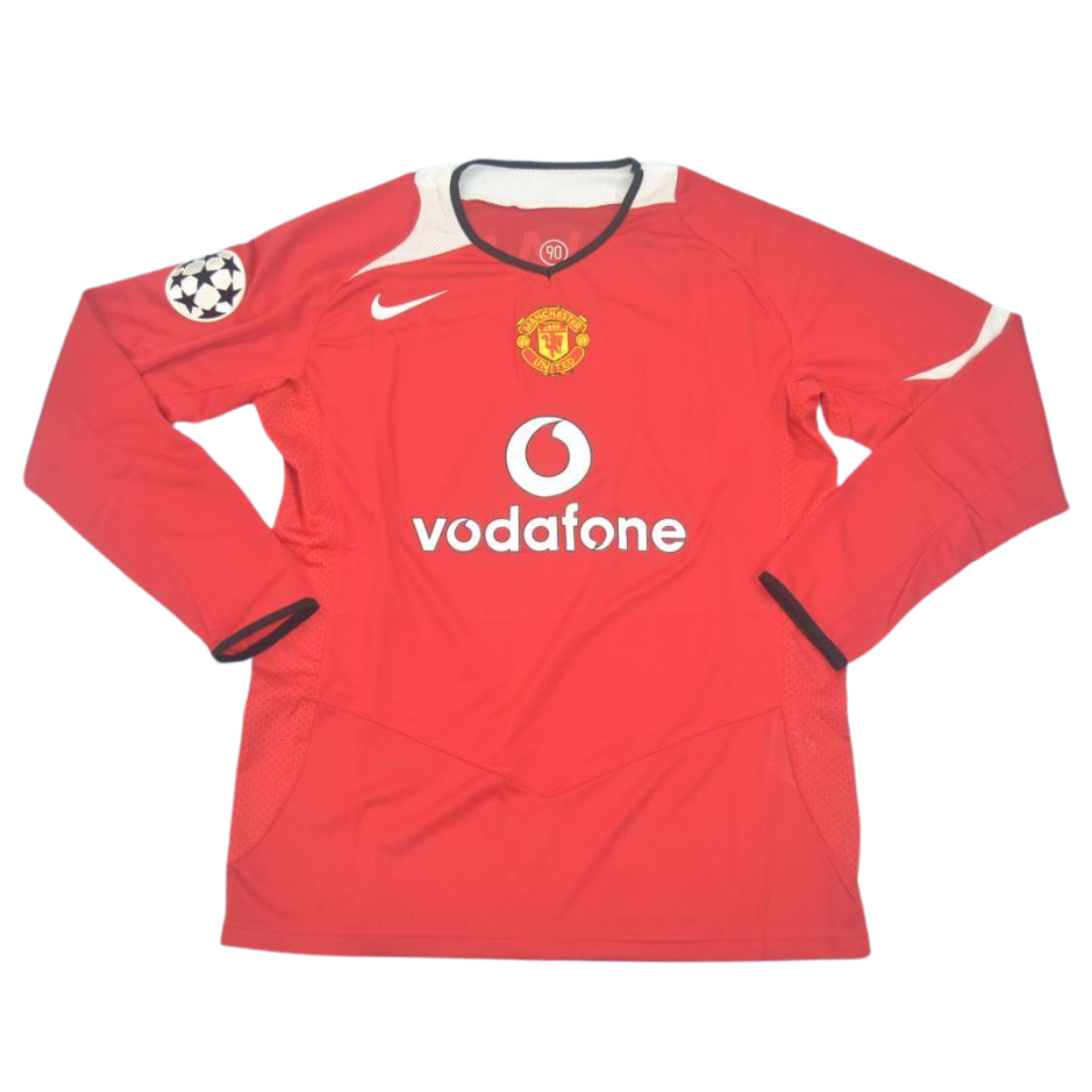 Camisa Manchester United Manga Longa Home 04/06 - Versão Retrô