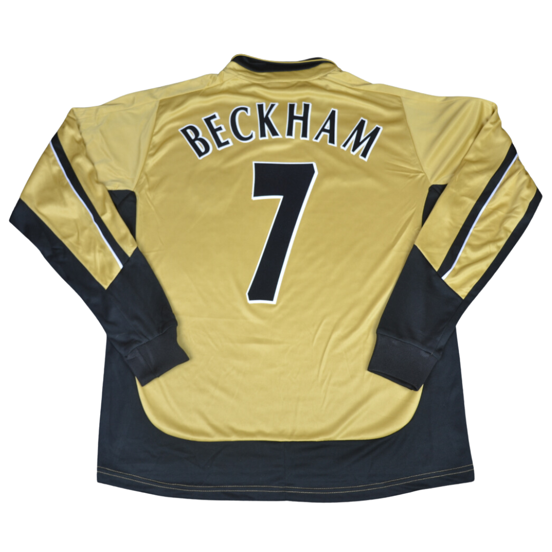 Camisa Manchester United Manga Longa 01/02 - Versão Retrô "Beckham" Nº 7
