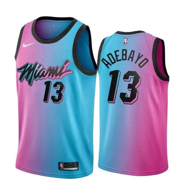 Regata NBA Miami Heat City Edition 20/21 Nike Authentic Adebayo 13 - Azul e Rosa