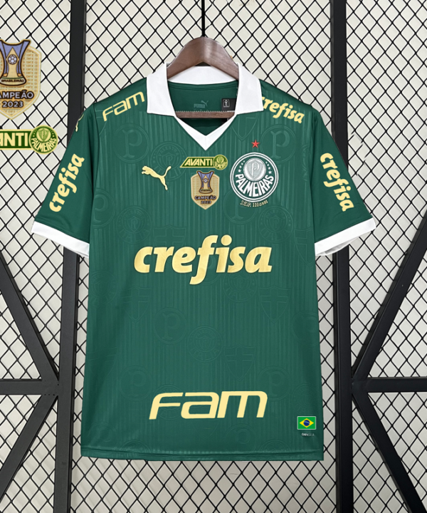 Camisa Palmeiras Home + All Sponsors 23/24 s/n° Torcedor Masculina - Verde