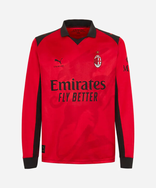 Camisa Puma x Slam Jam AC Milan 2024/25 IIII Vermelha - Edição Limitada Manga Longa