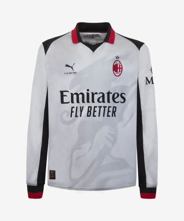 Camisa Puma x Slam Jam AC Milan 2024/25 IIII Branca - Edição Limitada Manga Longa