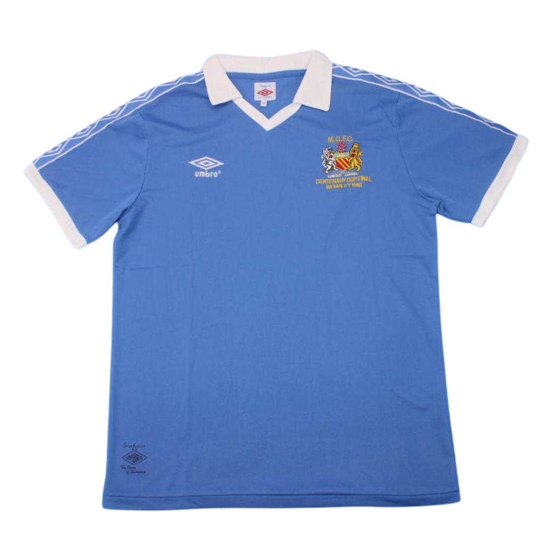 Camisa Manchester City Centenário Cup Final 1981 - Versão Retrô