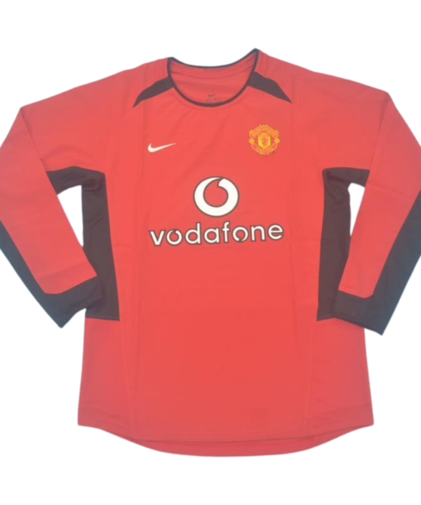 Camisa Manchester United Manga Longa Home 02/03 - Versão Retrô