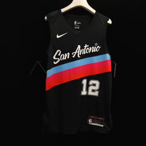 Regata NBA San Antonio Spurs Icon Edition 20/21 Nike Authentic Aldridge 12 - Preta