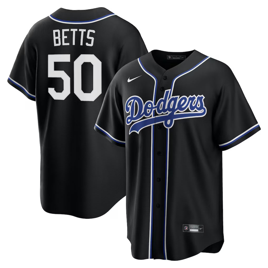 Camisa MLB Los Angeles Dodgers Jersey Preta/Azul - Imagem 4