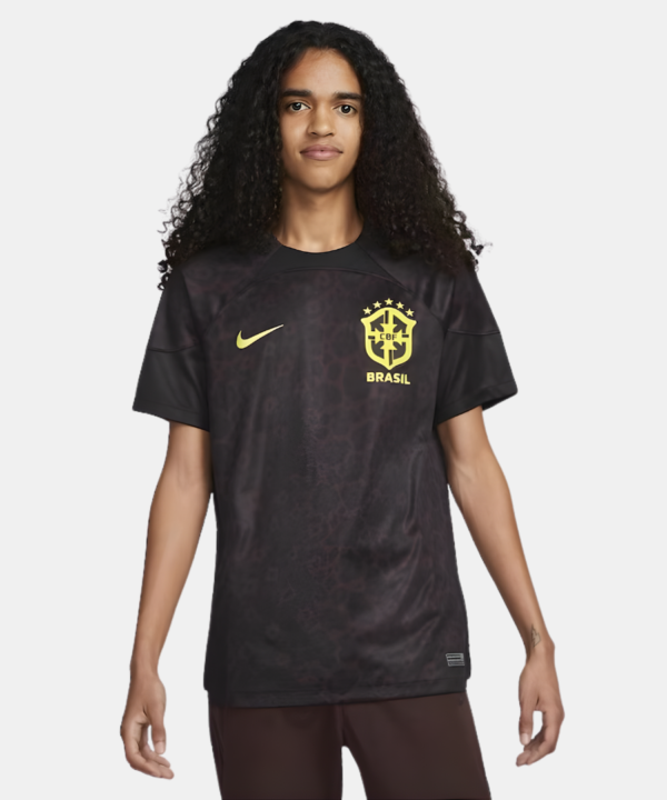 Camisa Goleiro Seleção Brasileira 22/23 Nike Torcedor Masculina - Preta com detalhes em amarelo
