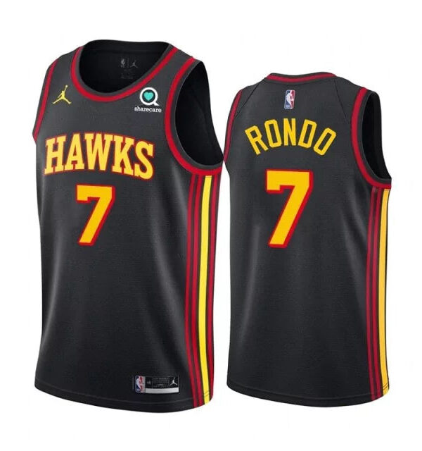 Regata NBA Atlanta Hawks Jordan Authentic Rondo 7 - Preta