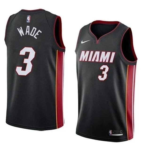 Regata NBA Miami Heat Nike Authentic Wade 3 - Preta e Vermelha