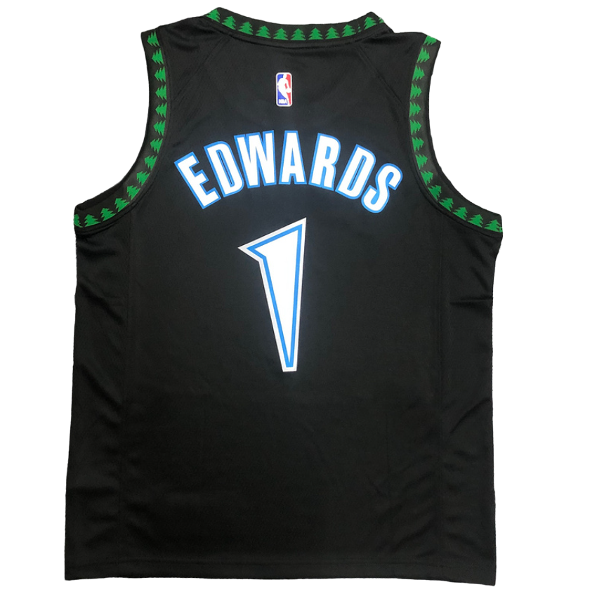 Regata NBA Minnesota Timberwolves Retrô Nike Authentic Edwards 1 - Preta - Imagem 2