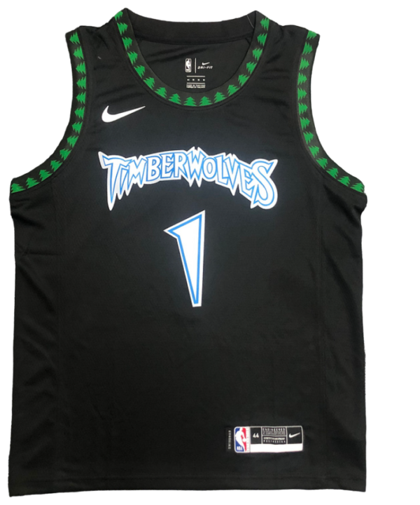 Regata NBA Minnesota Timberwolves Retrô Nike Authentic Edwards 1 - Preta