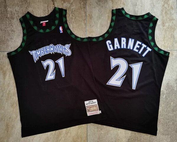 Regata NBA Atlanta Hawks Retrô 1997 - 1998 Mitchell & Ness Authentic Garnett 21 - Preta