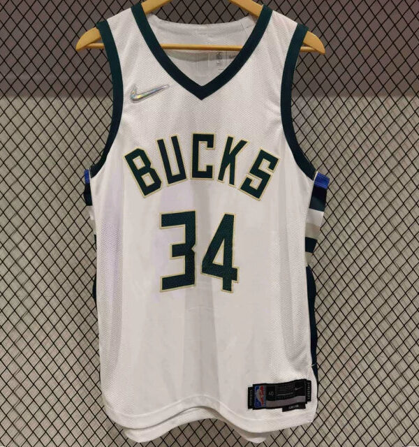 Regata NBA Milwaukee Bucks 75º Aniversário Nike Authentic Antetokounmpo 34 - Branca