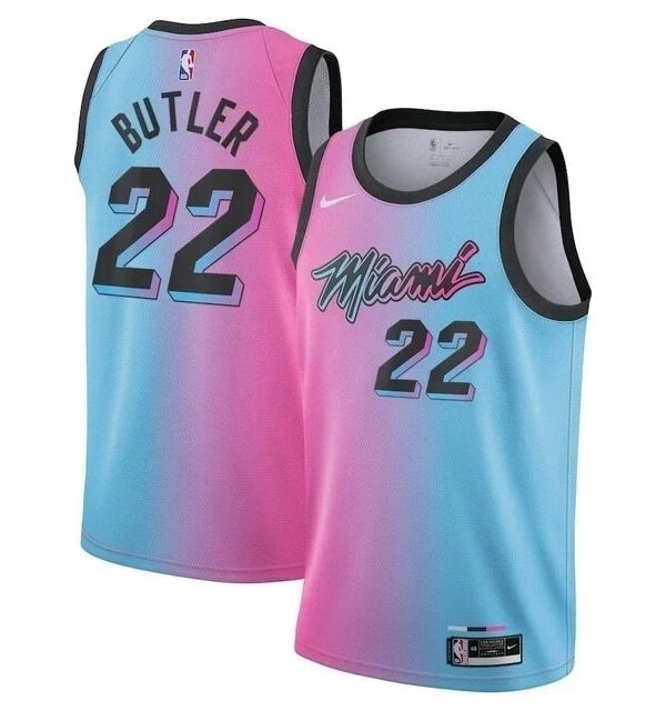 Regata NBA Miami Heat Nike Authentic Butler 22 - Azul e Rosa