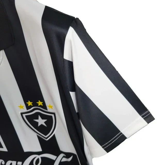 Camisa Botafogo I Retrô 1997 Torcedor Masculina - Branca com listras pretas com patrocínio da Coca Cola - Imagem 3