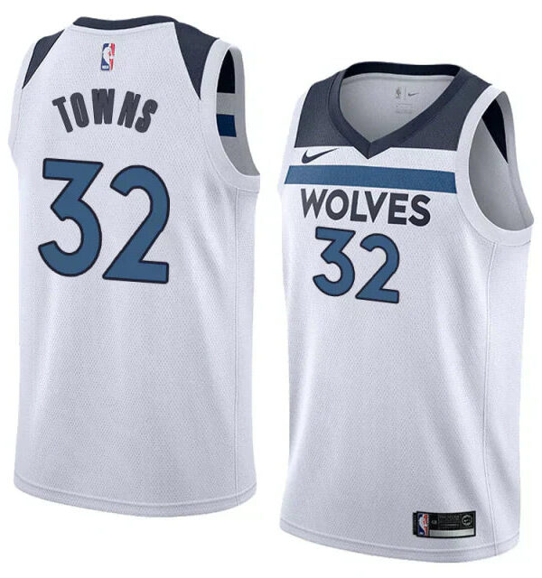 Regata NBA Minnesota Timberwolves Nike Authentic Swingman Towns 32 - Branca