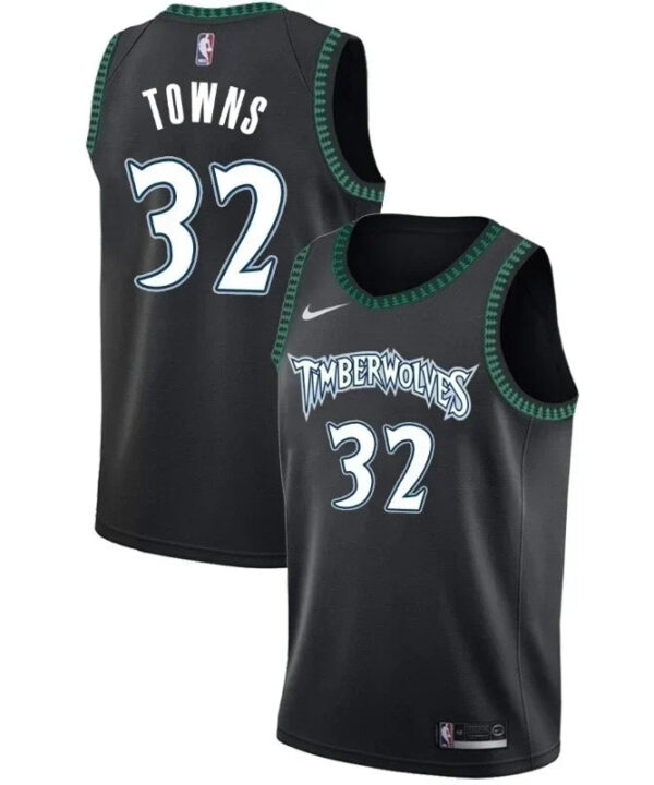 Regata NBA Minnesota Timberwolves Nike Authentic Swingman Towns 32 - Preta e Verde