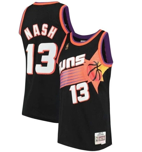 Regata NBA Phoenix Suns Retrô 1996 - 1997 Mitchell & Ness Authentic Nash 13 - Preta