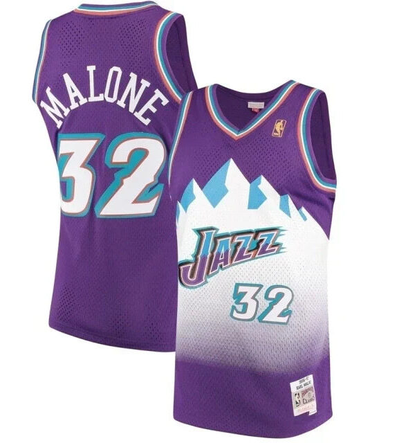 Regata NBA Utah Jazz Retrô 1996 - 1997 Mitchell & Ness Authentic Malone 32 - Roxa