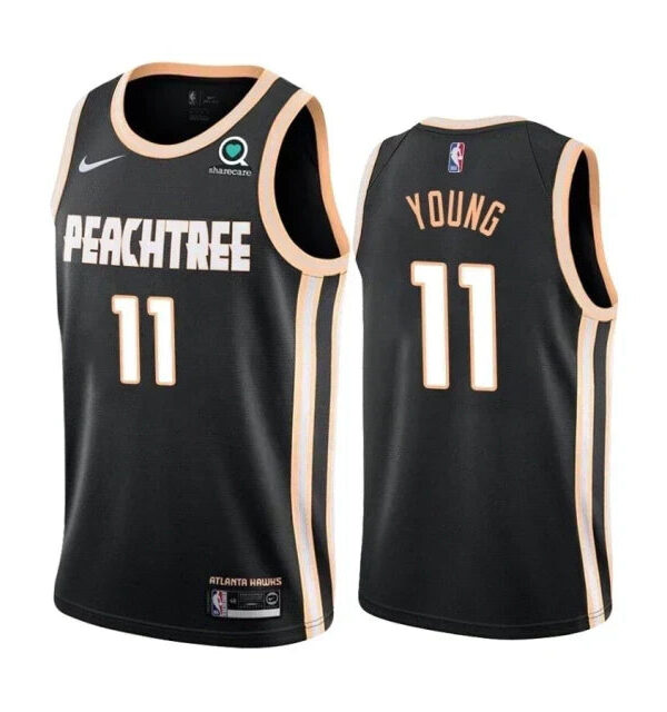 Regata NBA Atlanta Hawks City Edition Nike Authentic Young 11 - Preta