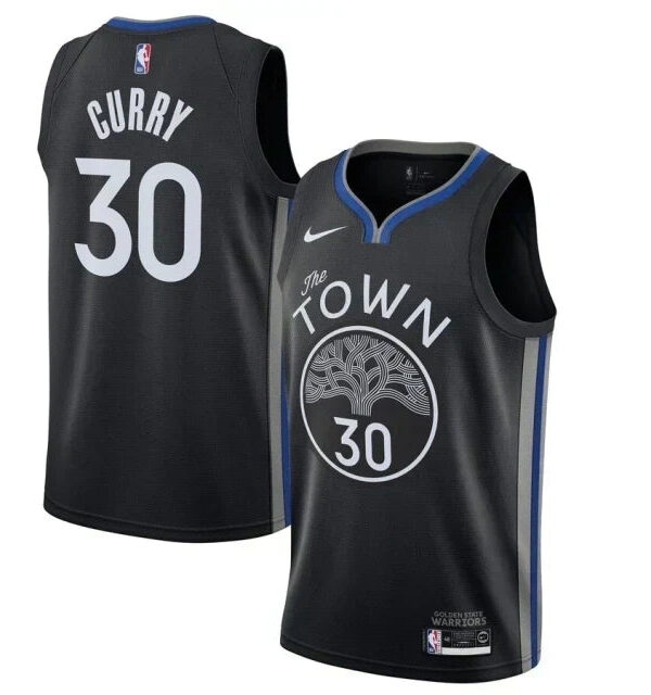 Regata NBA Golden State Warriors The Town Nike Authentic Swingman Curry 30 - Preta