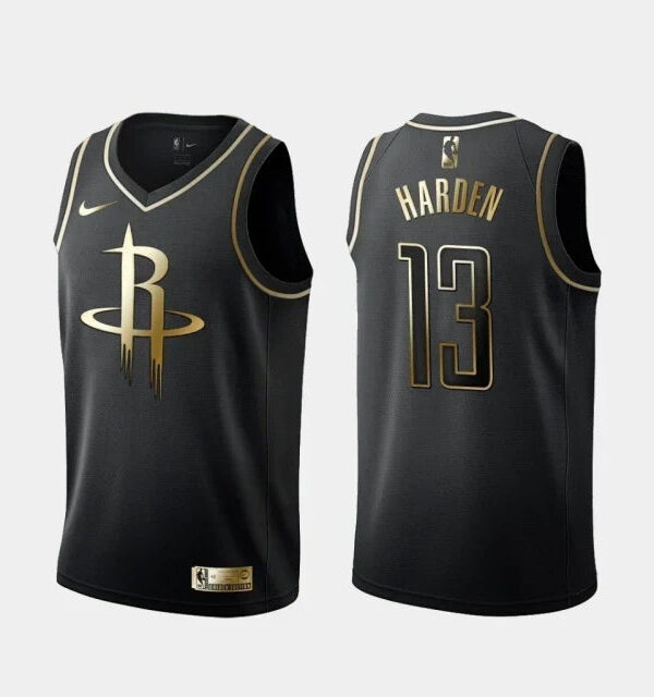 Regata NBA Houston Rockets Golden Edition Nike Authentic Swingman Harden 13 - Preta
