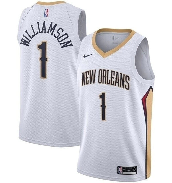Regata NBA New Orleans Pelicans Nike Authentic Swingman Williamson 1 - Branca