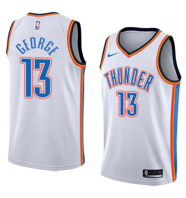 Regata NBA Oklahoma City Thunder Nike Authentic Swingman George 13 - Branca