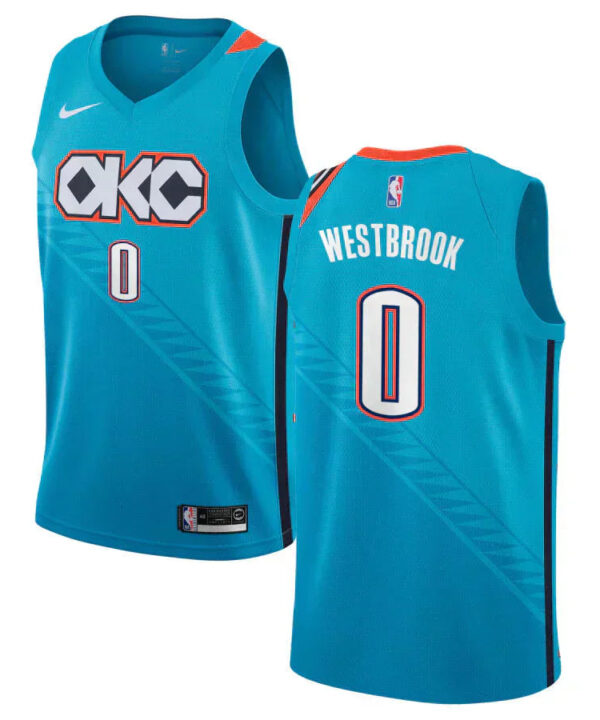 Regata NBA Oklahoma City Thunder City Edition 18/19 Nike Authentic Swingman Westbrook 0 - Azul