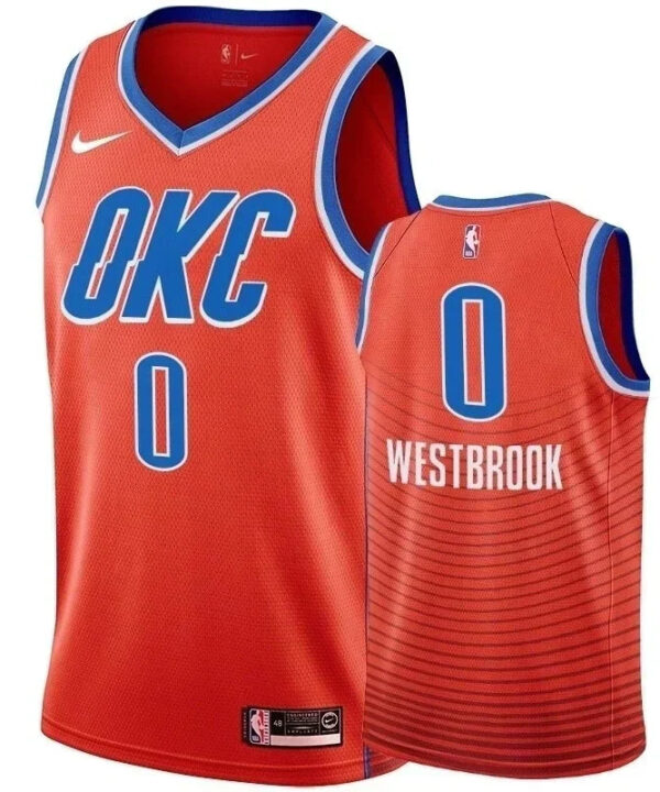 Regata NBA Oklahoma City Thunder Nike Authentic Swingman Westbrook 0 - Laranja