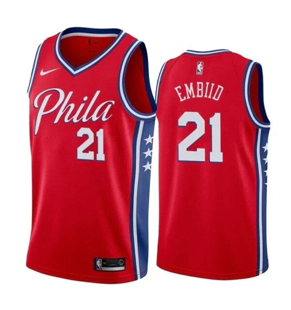 Regata NBA Philadelphia 76ers Nike Authentic Embiid 21 - Vermelha