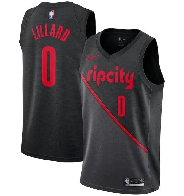 Regata NBA Portland Trail Blazers City Edition 19/20 Nike Authentic Swingman Lillard 0 - Preta
