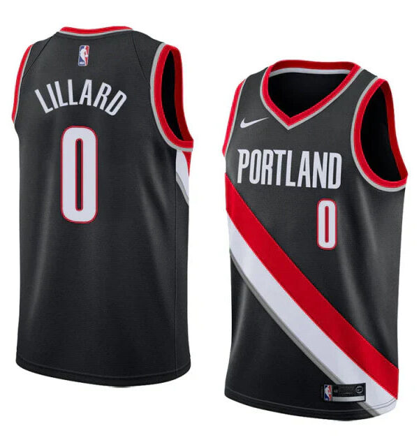Regata NBA Portland Trail Blazers Nike Authentic Swingman Lillard 0 - Preta