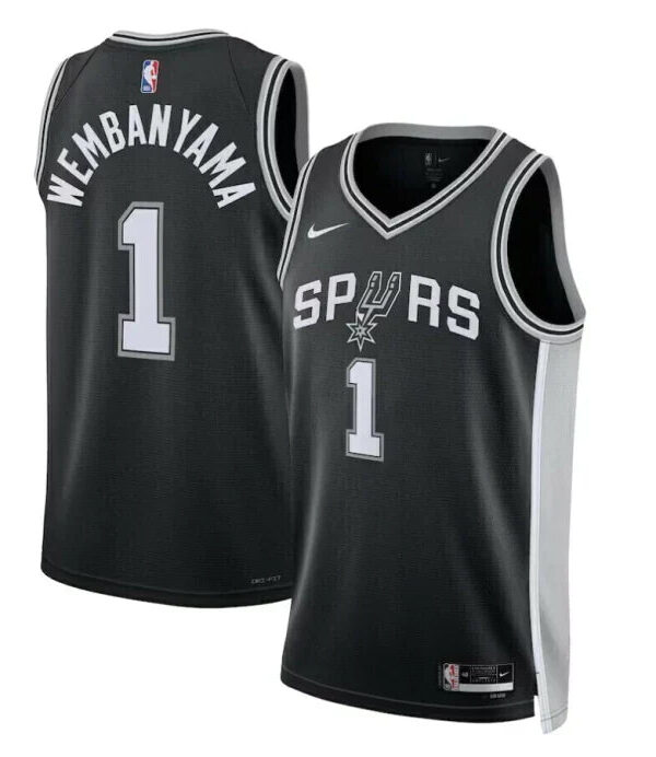 Regata NBA San Antonio Spurs Nike Authentic Wembanyama 1 - Preta