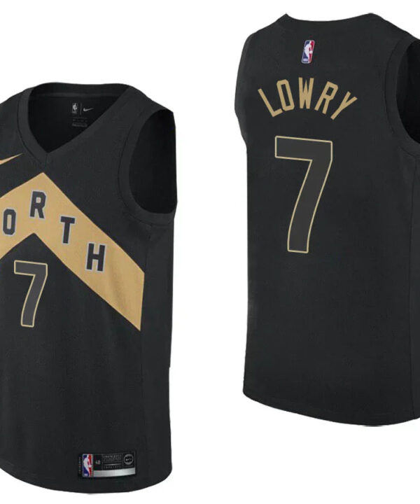 Regata NBA Toronto Raptors Nike Authentic Swingman Lowry 7- Preta e Dourada