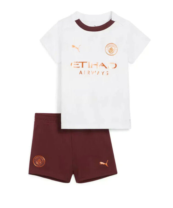 Conjunto Infantil Manchester City Away 23/24 - Branco