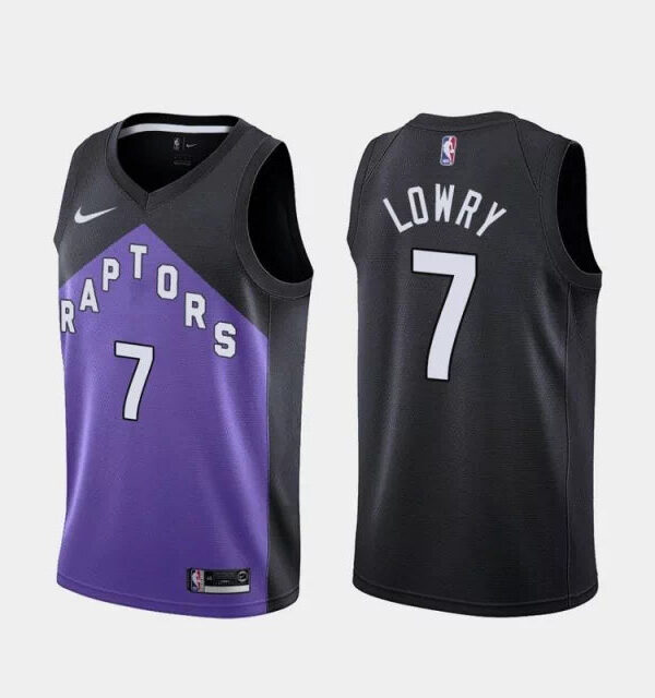 Regata NBA Toronto Raptors Earned Edition Nike Swingman Authentic Lowry 7 - Roxa e Preta